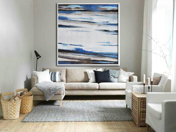 Large Abstract Painting On Canvas,Oversized Abstract Landscape Painting,Contemporary Art Canvas Painting,White,Blue,Brown.etc